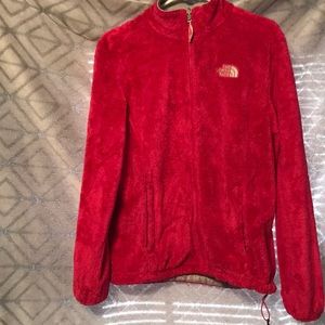 Pink fuzzy north face